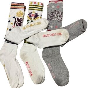 Rare Vintage Y2K Juicy Couture Love G&P 3 Pair Girls Tube Socks Women Size S/M